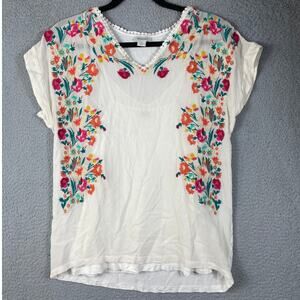 Sundance Womens Size S Silk Front Floral Embroidered Top
